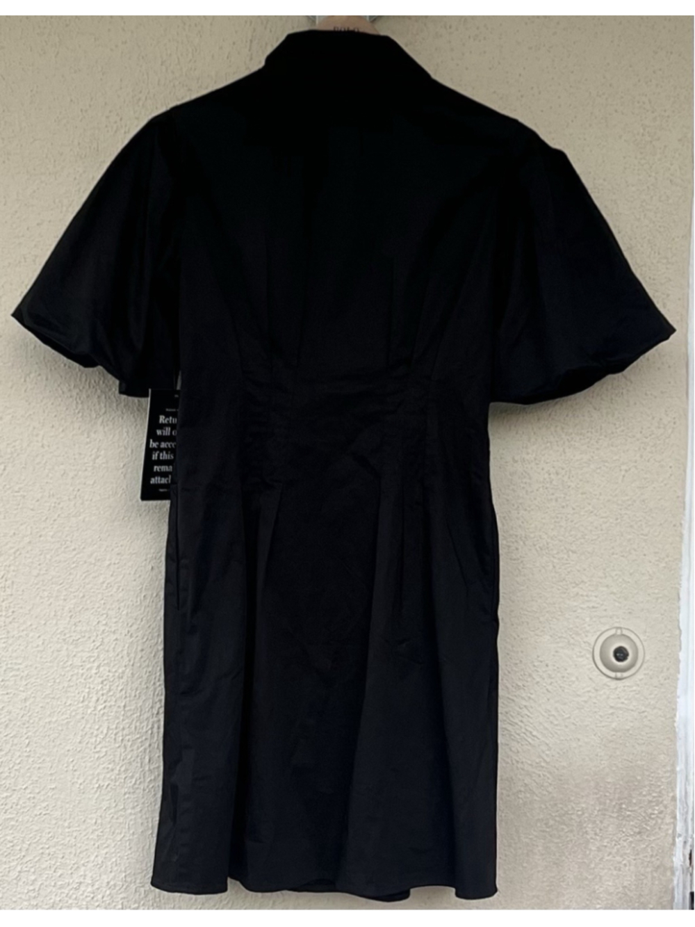 Tuckernuck Black Mini Delaney Dress Women's S Puff Sleeve A-line Pockets Collar - Picture 6 of 9